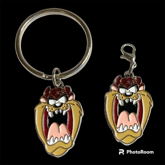 Vintage Taz Tas Tasmanian Devil Keychain Keyring Charm Warner Bros Looney Tunes - Picture 2 of 9